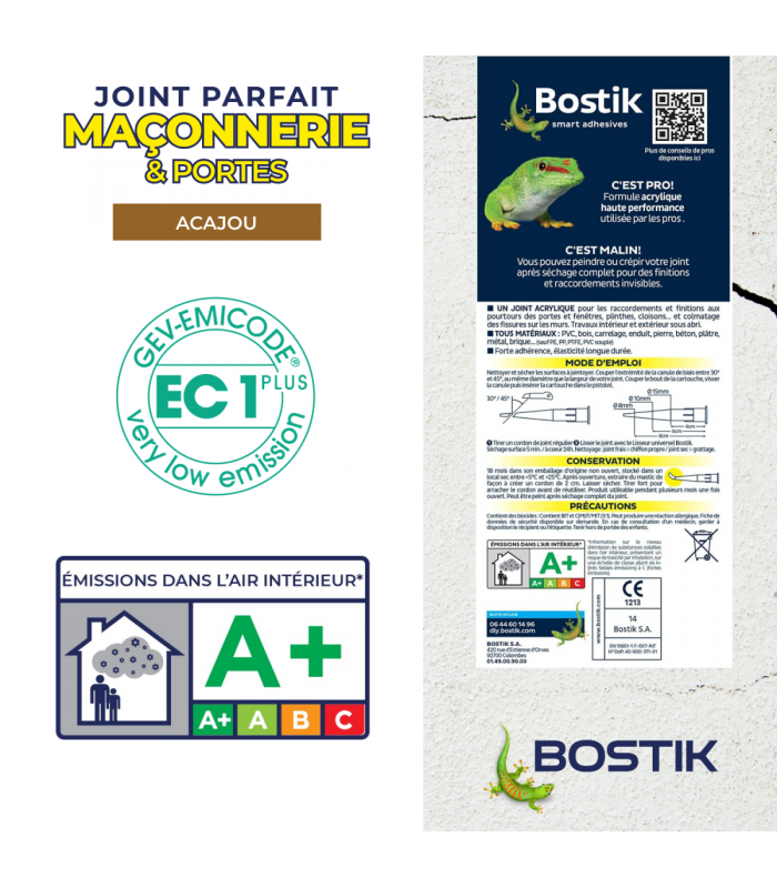 Bostik mastic acrylique Parfait Maçonnerie et Portes 280ml