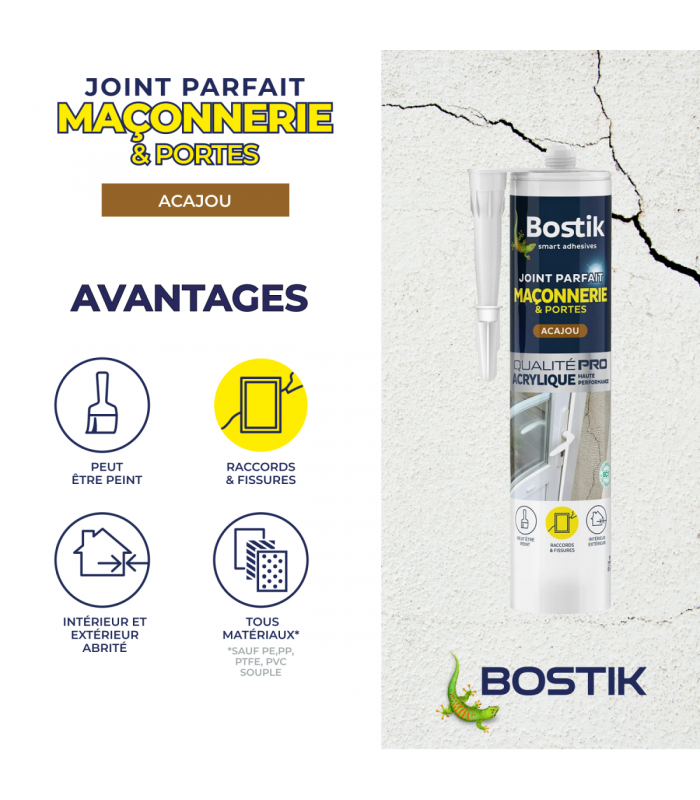 Bostik mastic acrylique Parfait Maçonnerie et Portes 280ml