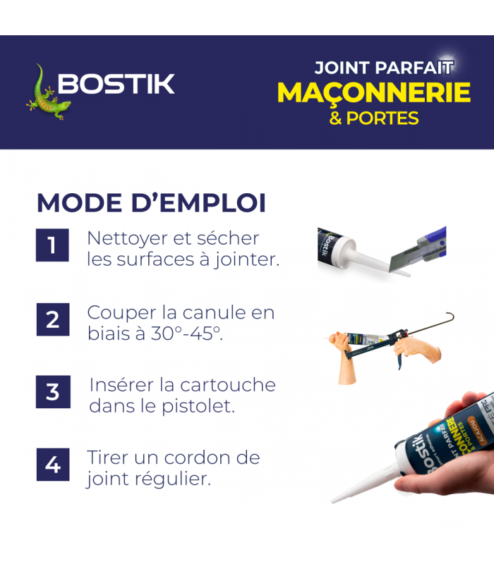 Bostik mastic acrylique Parfait Maçonnerie et Portes 280ml