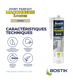 Bostik Mastic acrylique Parfait Maçonnerie et Portes 280 ml