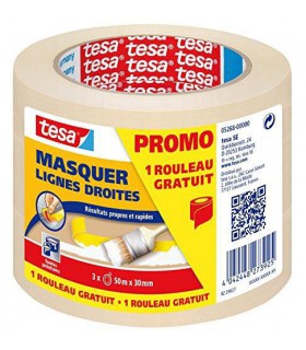 Lot de 2 rouleaux de masquage Crème 50m x 30mm + 1 gratuit