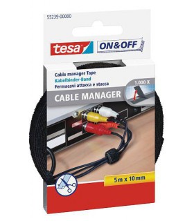 Bande Velcro Cable Manager 5m x 10mm Noir