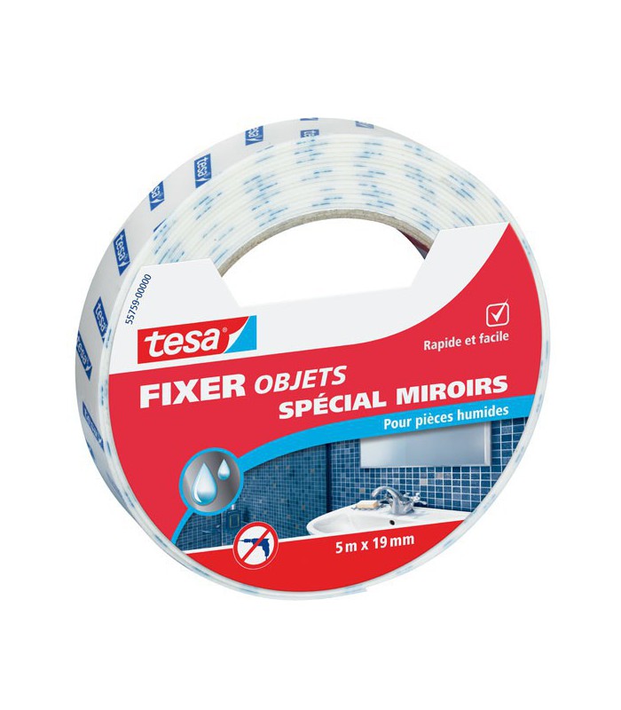 Adhésif fixation spécial miroirs 5m x 19mm