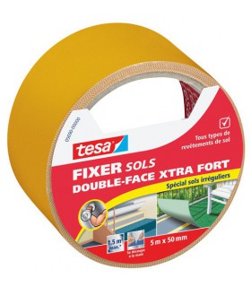 Adhésif fixation extra-forte double-face pour sols irréguliers 5m x 50mm