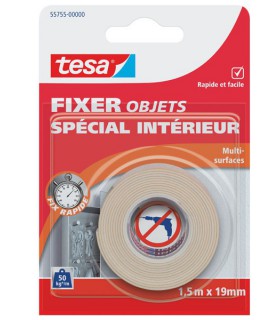 Adhésif fixation objets intérieurs 1,5m x 19mm