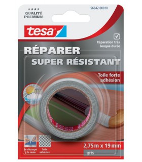 Adhésif toilé renforcé de réparation gris 2,75m x 19mm
