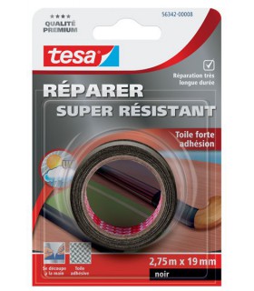 Adhésif toilé renforcé de réparation noir 2,75m x 19mm