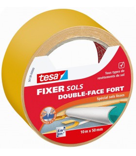 Adhésif fixation forte double-face pour sols lisses 10m x 50mm