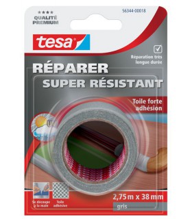 Adhésif toilé renforcé de réparation gris 2,75m x 38mm