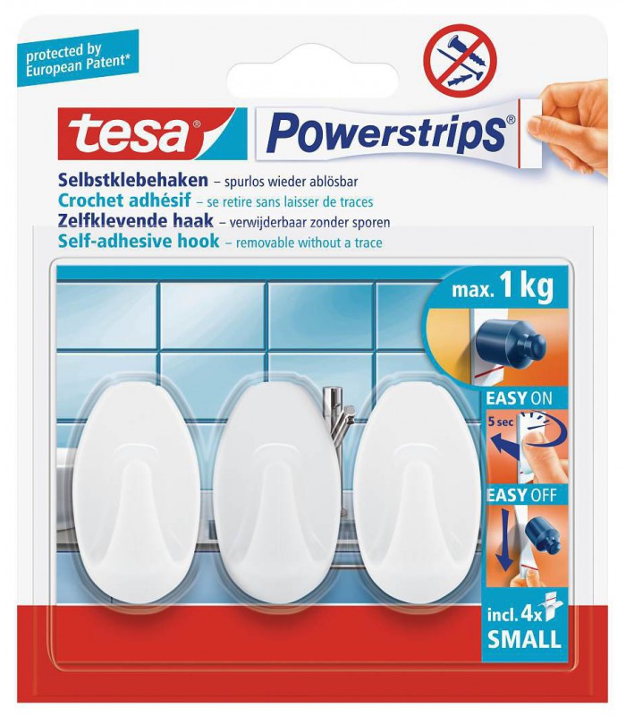 Petits crochets ovales adhésifs max 1kg | Noir