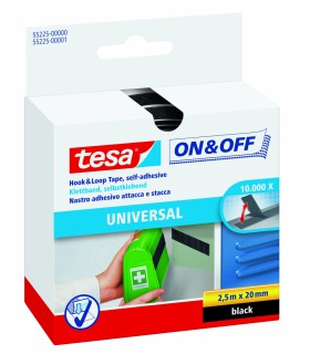Bande auto-agrippante Tesa On & Off noir 2,5 m