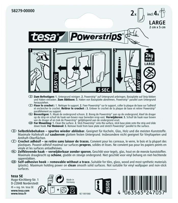 Crochets L auto adhésifs rectangulaires