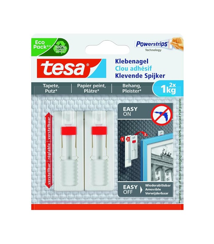 Clou adhésif ajustable papier peint et plâtre Lot de 2