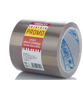 Rouleaux Adhésif Geko Havane Marron Transparent - Lot de 2 - 50mmX66m