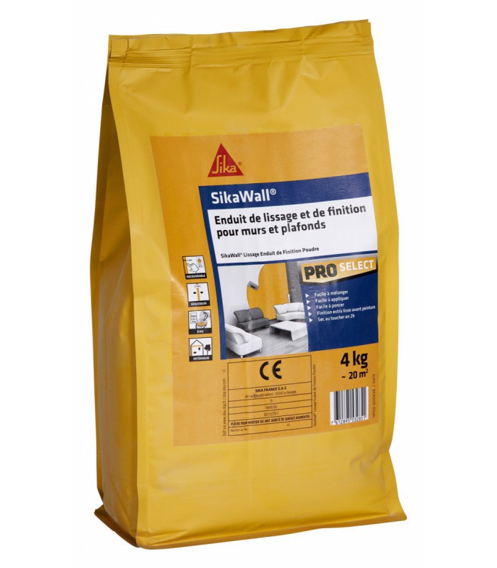 Sikawall Lissage Enduit de Finition poudre 4kg Blanc