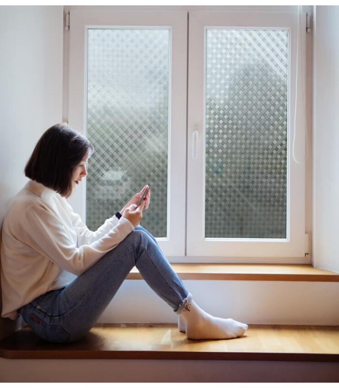 Novotex Film Vitrostatique pour Vitrage Vichy - Motif Gaufré – 45cm x 2m