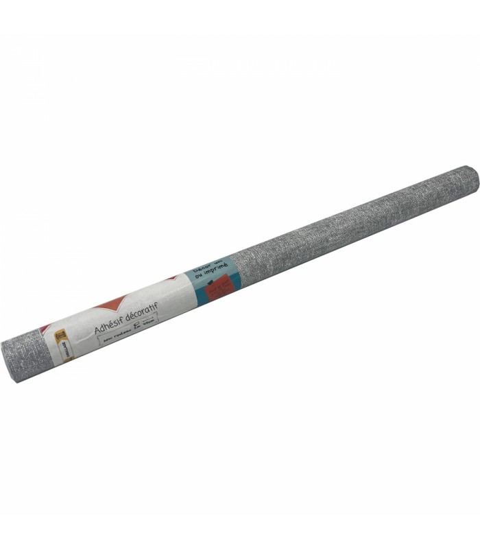 Adhésif Imprimé Lin Gris 45cm x 2m