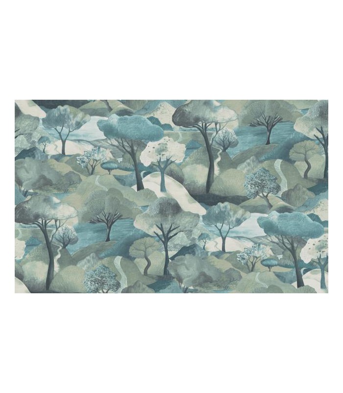 PAPIER PEINT INTISSE GR VIEW VERT BLEU - GENTLE - 10 X 1,06M