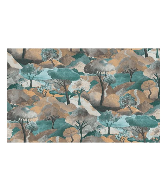 PAPIER PEINT INTISSE GR VIEW BLEU TERRACOTTA - GENTLE - 10 X 1,06M