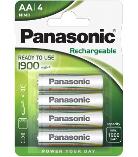 4 piles rechargeables AA LR06 Panasonic HHR-3MVE 1900 mAh