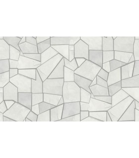 PAPIER PEINT INTISSE MOSAIQUE GRIS ARGENTE - ELLE DECORATION 4 - 10 X 1,06M