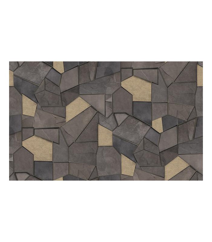 PAPIER PEINT INTISSE MOSAIQUE GRIS OR - ELLE DECORATION 4 - 10 X 1,06M
