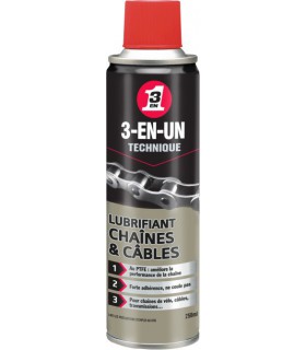 3-en-un Lubrifiant chaînes et câbles 250ml