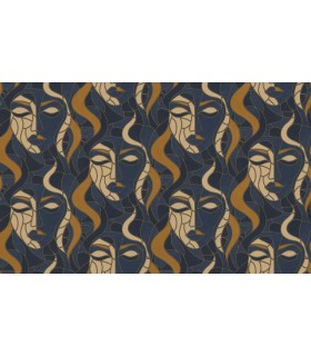 Papier Peint Intisse Moretta Visage Bleu - ELLE DECORATION 4 - 10 X 1,06M