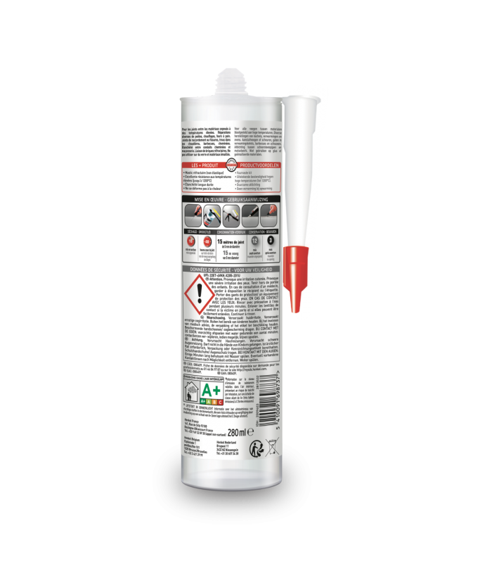 Mastic hautes températures 280ml Noir