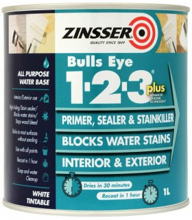 Primaire anti-taches avant peinture Zinsser Bulls Eye 1-2-3 Plus - Blanc