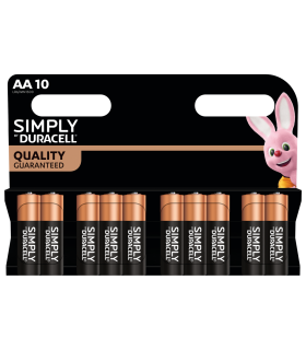 Pack de 10 piles Duracell Simply AA LR6 1,5 V