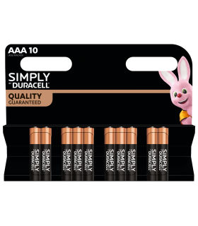 Pack de 10 piles Duracell AAA LR03 1,5 V