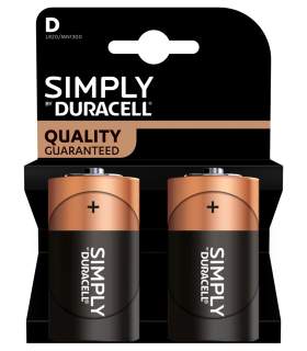 Pack de 2 piles Duracell Simply D LR20 alcalines 1,5 V