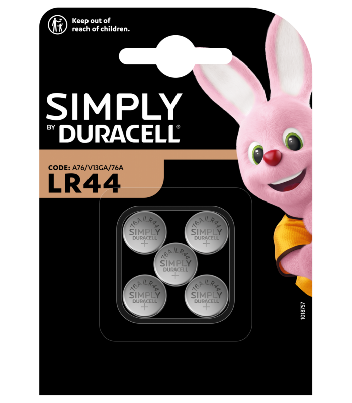 Pack De 5 Piles Plates Duracell - LR44