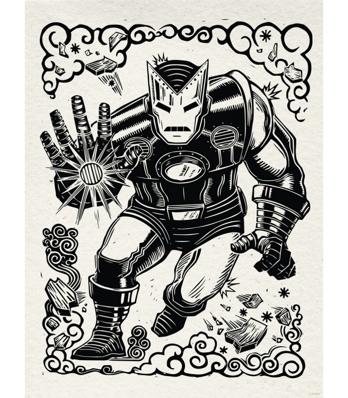 MARVEL IRON MAN LINO-CUT 30X40