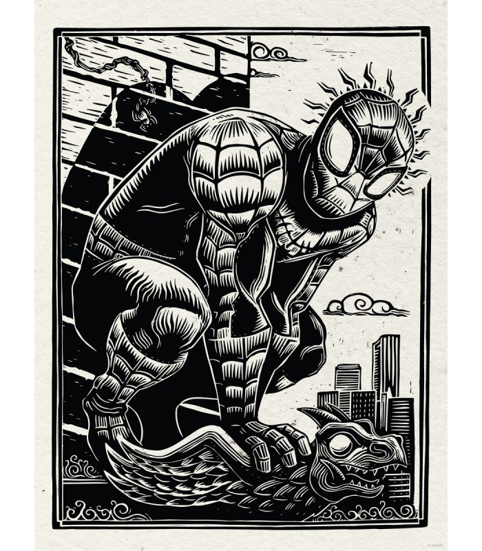MARVEL SPIDER-MAN LINO-CUT 30X40