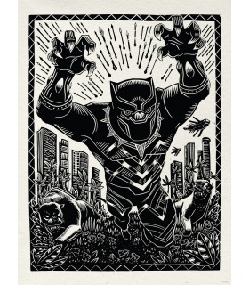 MARVEL BLACK PANTHER LINO-CUT CHARGE 30X40