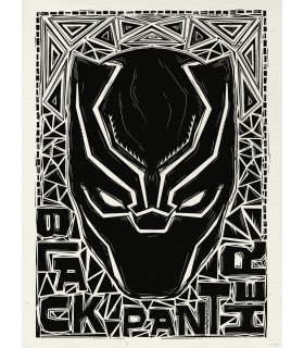 MARVEL BLACK PANTHER LINO-CUT HELMET 30X40