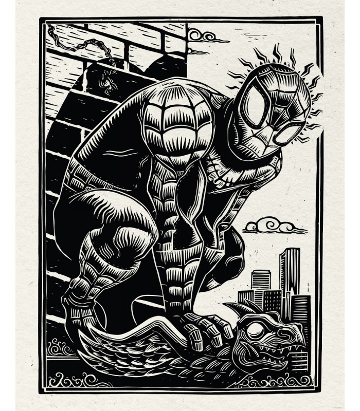 MARVEL SPIDER-MAN LINO-CUT 40X50