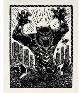 MARVEL BLACK PANTHER LINO-CUT CHARGE 40X50