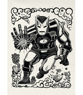 Affiche Marvel - Iron Man Lino-Cut - 50 x 70 cm