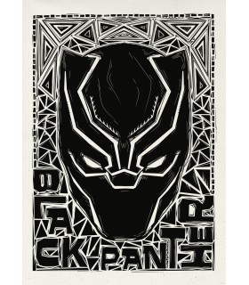 Affiche Black Panther - Lino-Cut Helmet - 50 x 70 cm