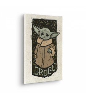 Affiche Star Wars - The Mandalorian Grogu - linogravure 30x40 cm
