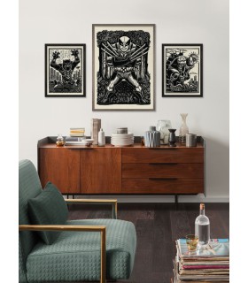 MARVEL BLACK PANTHER LINO-CUT CHARGE 50X70