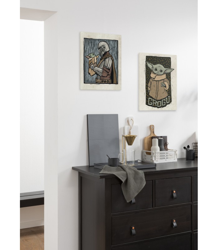 STAR WARS THE MANDALORIAN LINO-CUT 30X40