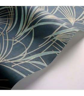 Papier peint SAMARRA BLEU PAON - Collection Babylone - CASADECO - Ref. BBLN89726788