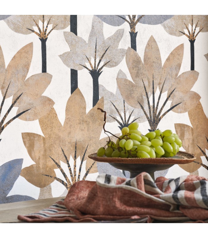 Papier peint BABEL ENCRE / NATUREL - Collection Babylone - CASADECO - Ref. BBLN89716457