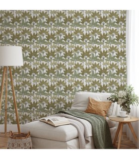 Papier peint BABEL VERT NIL - Collection Babylone - CASADECO - Ref. BBLN89717283