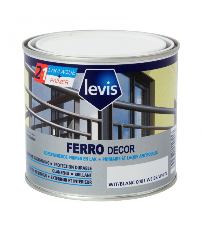 Levis Ferrodecor Peinture Laque Brillante Antirouille Métaux Ferreux - Intérieur & Extérieur -2,5 Litres