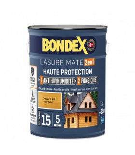 Bondex Lasure 2 en 1 Haute Protection – Anti UV/ Anti Humidité – Fongicide - Finition Mat velouté
